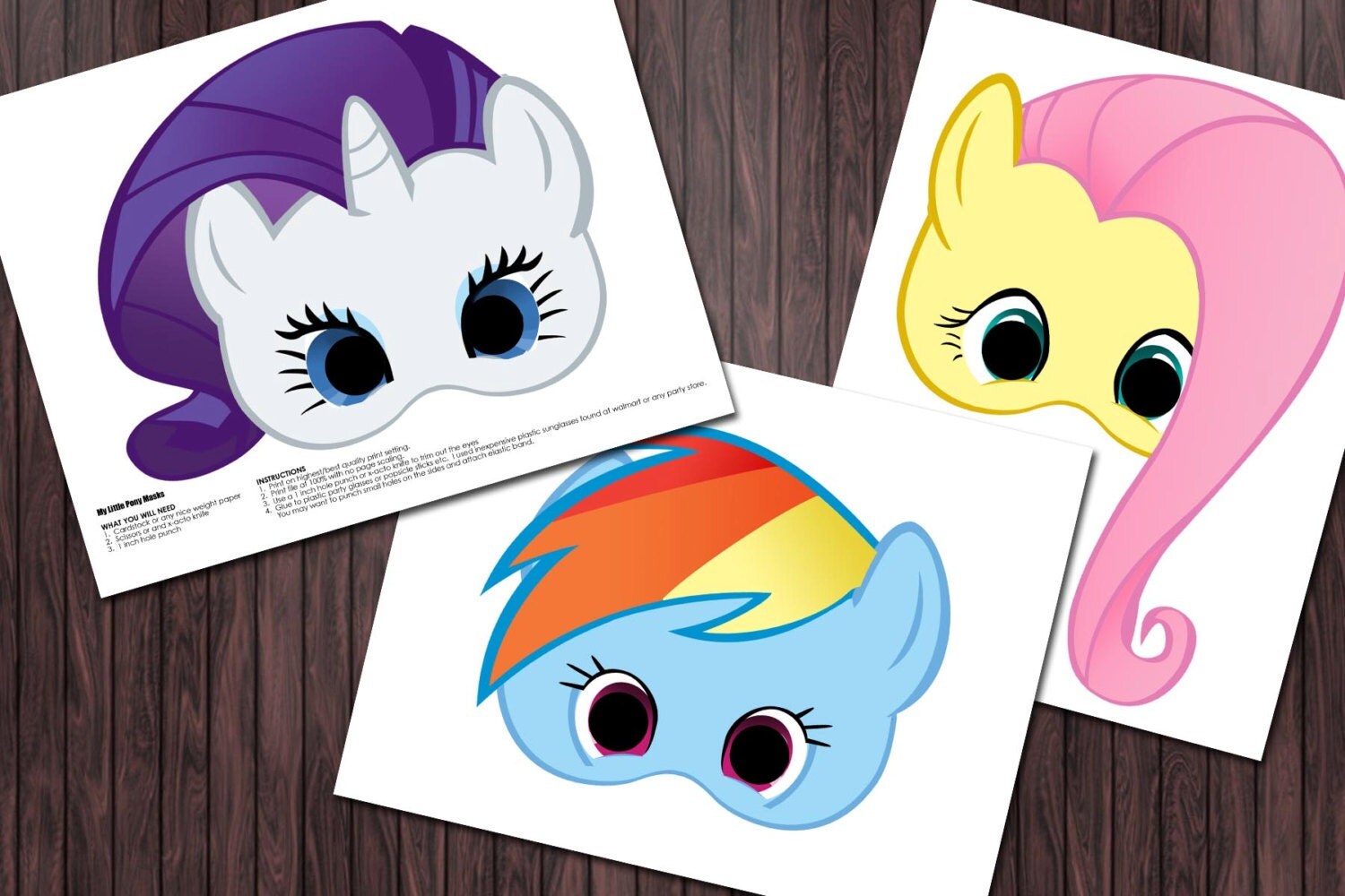 6 My little pony printable masks Birthday Party by PartyDesignsDIY