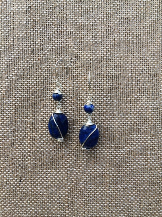 Items Similar To Lapis And Sterling Silver Earrings On Etsy