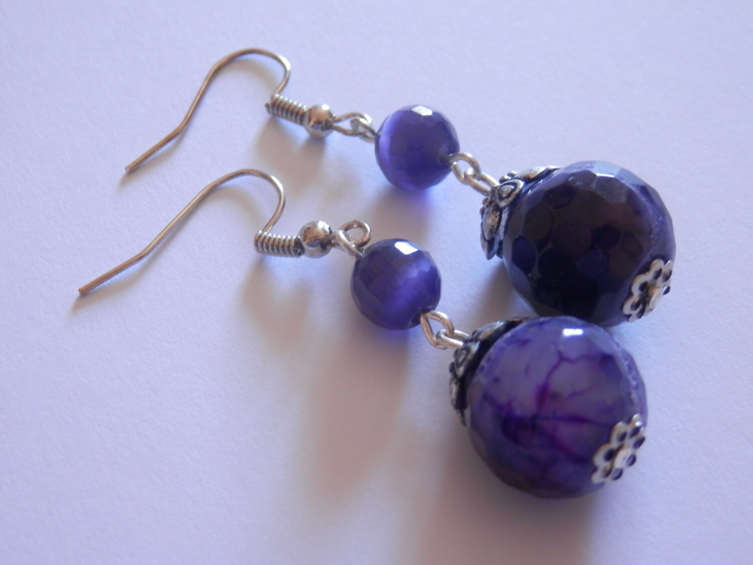 Purple jade earrings by Pearldrops08 on Etsy