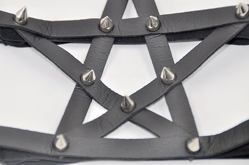 Pentagram Garter Punk Garter Rivet Garter Leather By Cherrymabel 