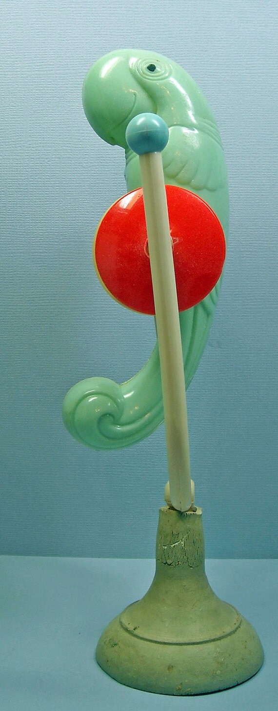 Vintage Baby Crib Toy with parrot