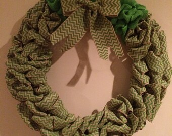 Green/Chevron Summer Burlap Wreath