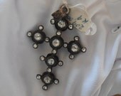 Unique Vintage 9k gold cross with diamonds