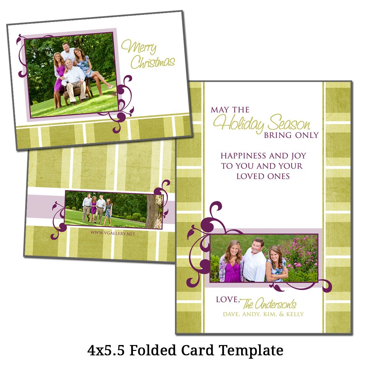4X5 5 Folded Christmas Card Template Holiday by VGalleryDesigns