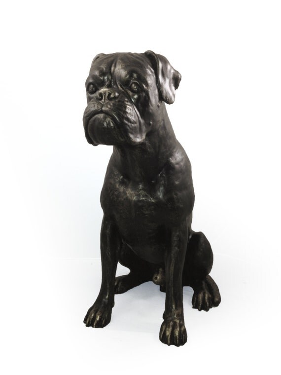 Boxer sitting dog natural size statue limited by ArtDogshopcenter