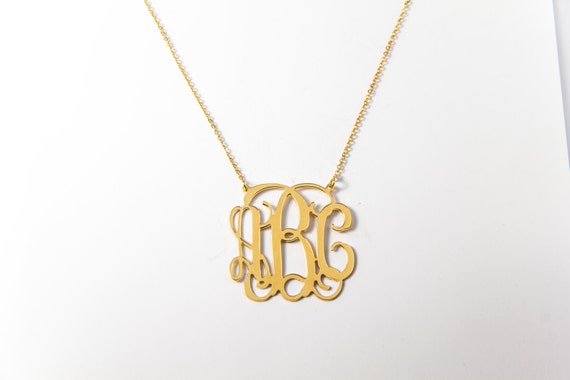 Monogram Necklace - 1 inch Personalized Monogram - 18K Gold Plated