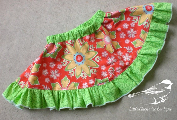 12- 18 Month Baby Circle Skirt  Baby Skirt  Twirly Skirt  Circle Skirt  Ruffled Skirt  Red Skirt  Everyday skirt