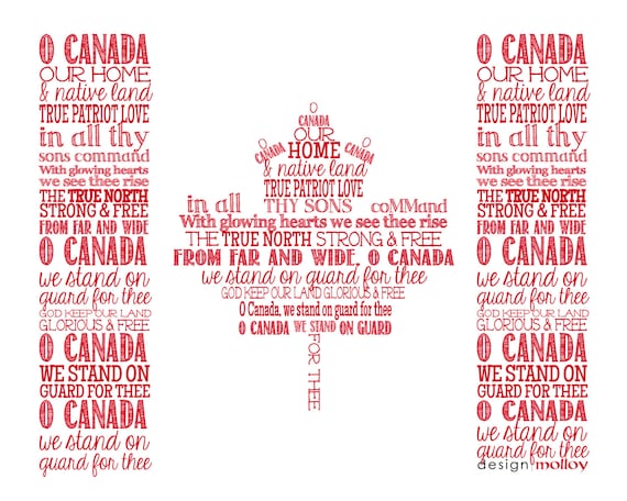 O Canada National Anthem Flag Word Art Print by DesignMolloy