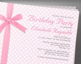 Polka Dot Birthday Party invites