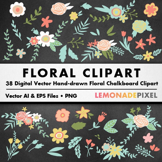 free chalkboard flower clipart - photo #37