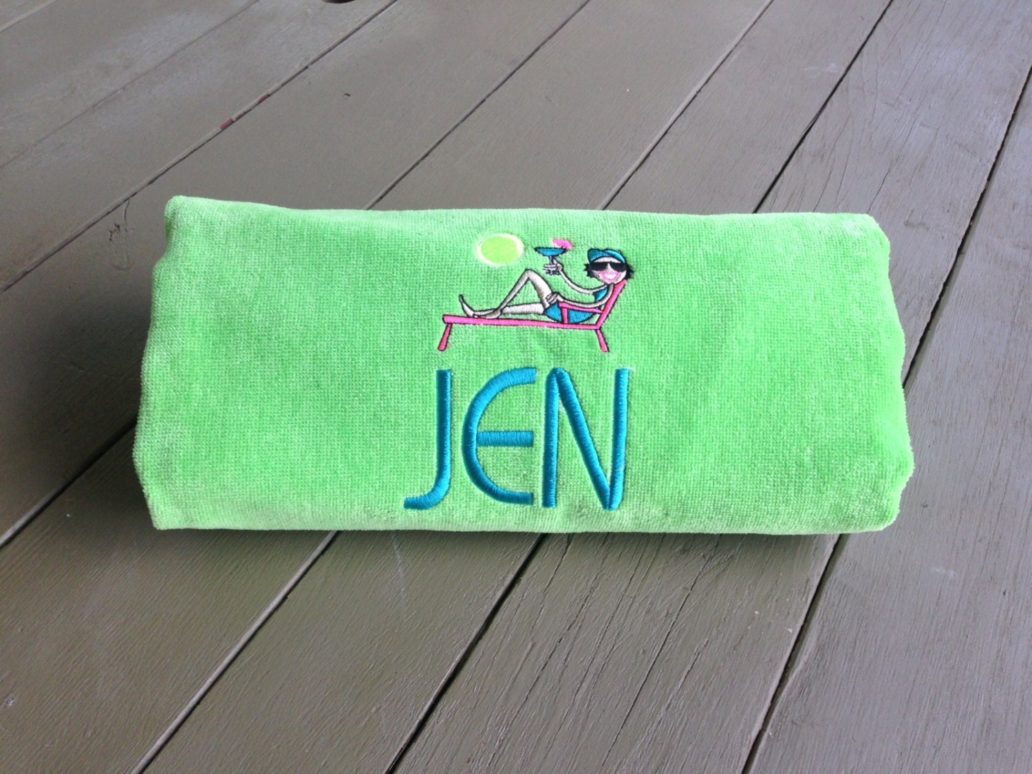 Personalized Beach Towel with Your Name Cute by BlueSandTextiles