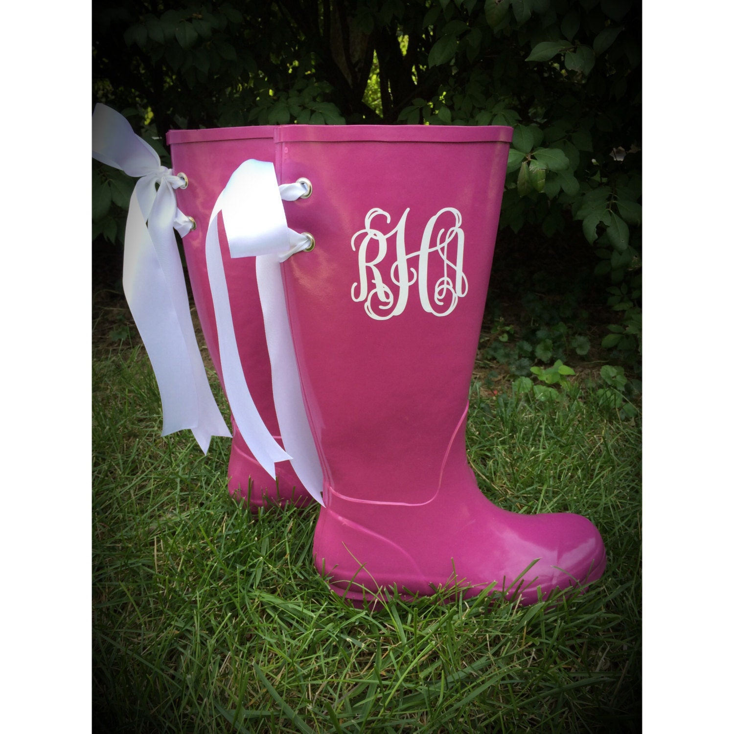 rain boots with ribbon