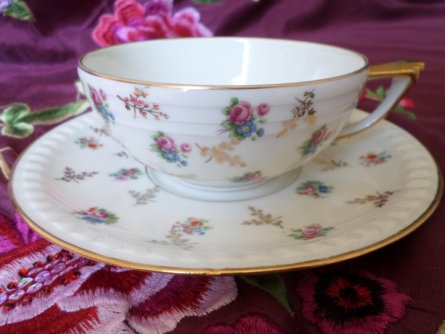 Vintage Limoges Porcelain Coffee Cup / Tea Cup and by LaBrauderie