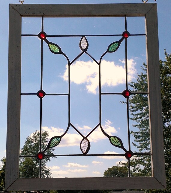 Handmade Wood Framed Stained Glass Window Petals by PetersInc