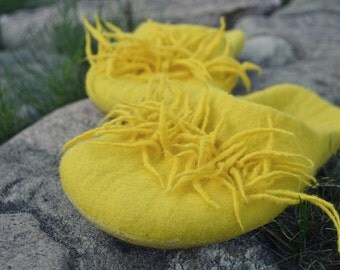 wool felted slippers , cute fluffy funny