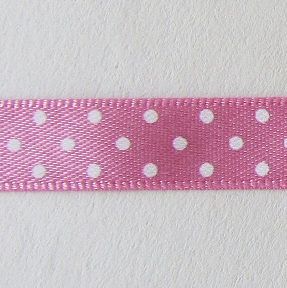Polka dot ribbon pink 10mm by lacreaturesupplies on Etsy