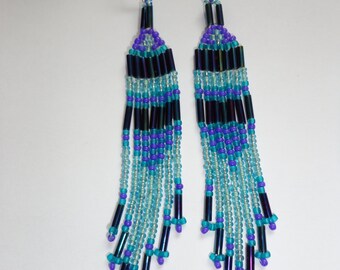 Native American Beadwork Earrings - designed and made by a member of ...