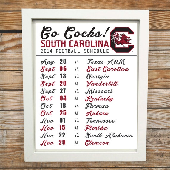 Items similar to South Carolina Gamecocks Football 2014 Schedule ...