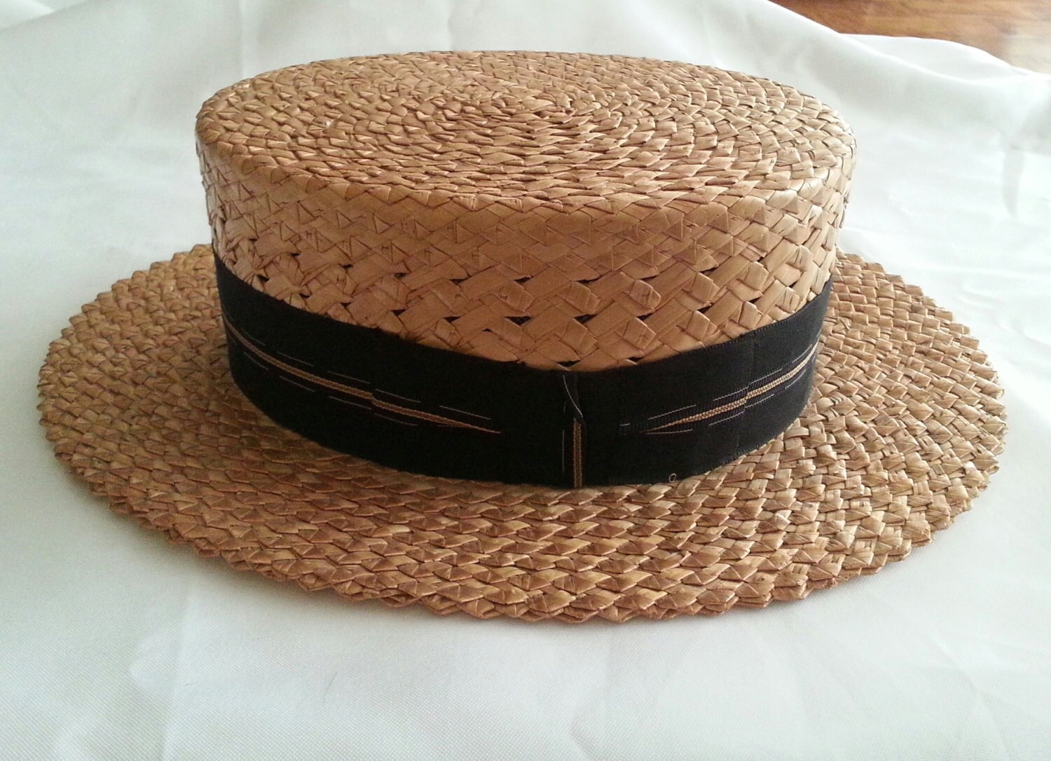 Antique Vintage Straw Boater Hat c1910s JC Penney Co SolAir