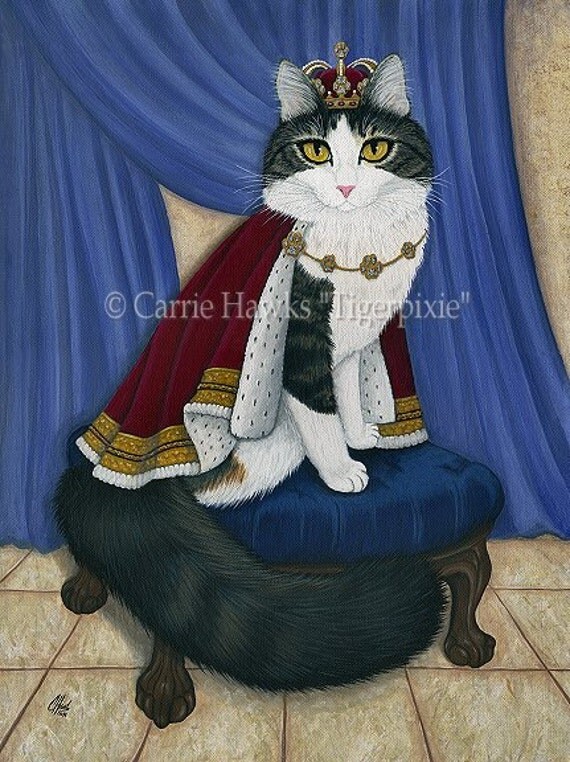Prince Anakin The Two Legged Cat Royal Regal King Fantasy Cat Art Print 8x10
