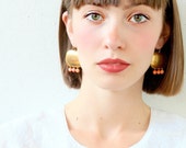 Big Brass and Coral Statement Chandelier Earrings