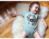 RESTOCKED Pug print organic cotton onesie Supayana x Olivia Mew