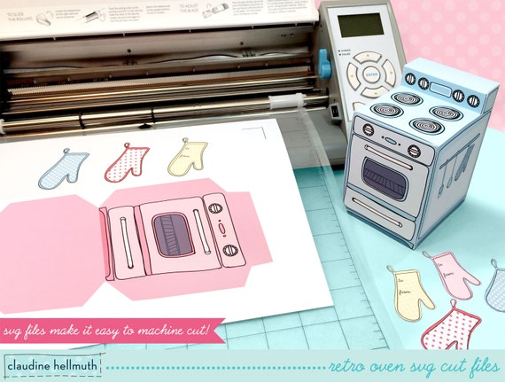 Download SVG cut file kit retro oven cupcake box use with: