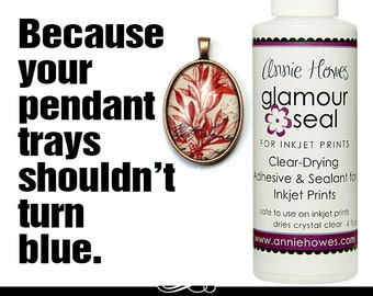 SUMMER SALE Photo Jewelry Glue. Do Your Pendant Trays Turn Green? Glamour Seal adhesive for Glass Pendants is safe for inkjet prints.