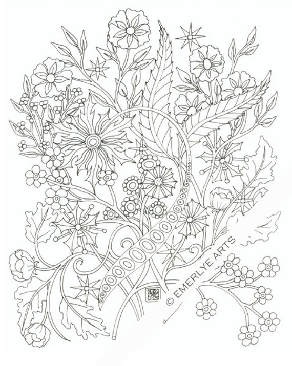 Items similar to Printable Coloring Page -Bunch of Flowers on Etsy