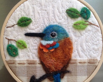 Rufous Hummingbird Needle Felted Embroidery Hoop Art by Val's Art Studio