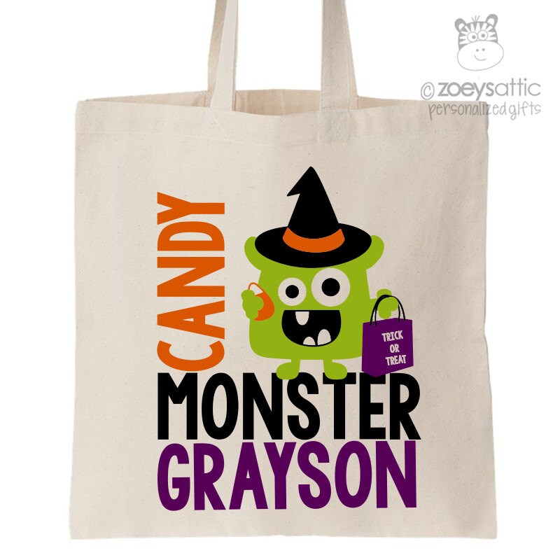 Halloween bag trick or treat candy monster bag by zoeysattic