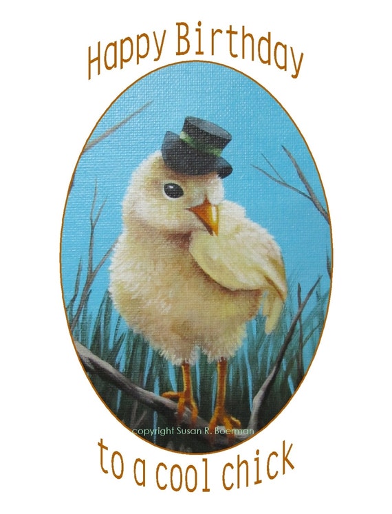 Happy Birthday Blank Note Card Baby Chick with by susanville
