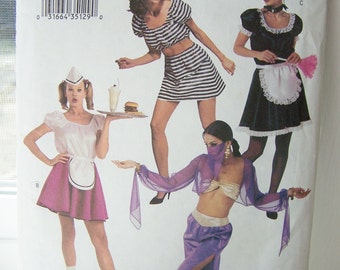 Misses' Belly Dancer Costume Butterick 3555 Sewing Pattern, Car Hop, French Maid, Jailbird, Theatrical Costume, CUT to Size 10