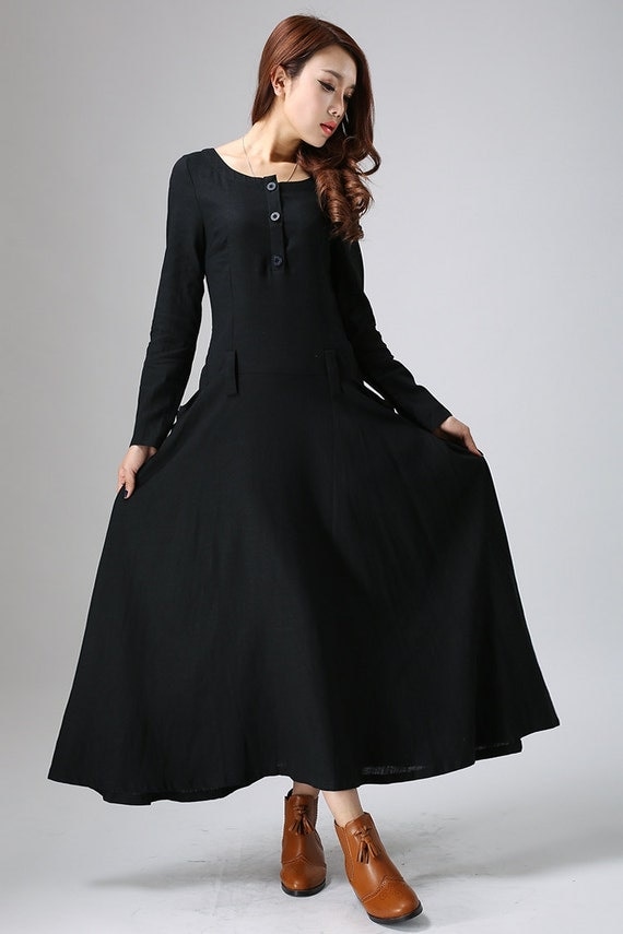 Maxi robe noire manche longue