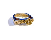 Vintage Cast Metal Flower Statement Ring, Size 8 Ring, Plus Size Ring, Gold Tone, VisionsOfOlde