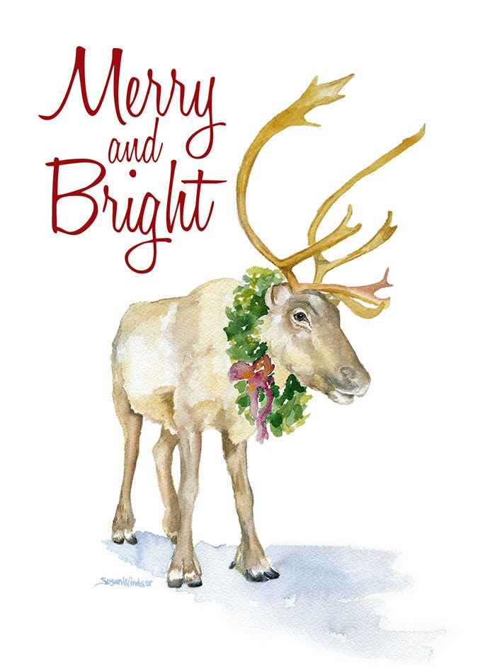 reindeer christmas cards set of 10 watercolor by susanwindsor reindeer christmas cards set of 10 watercolor by susanwindsor