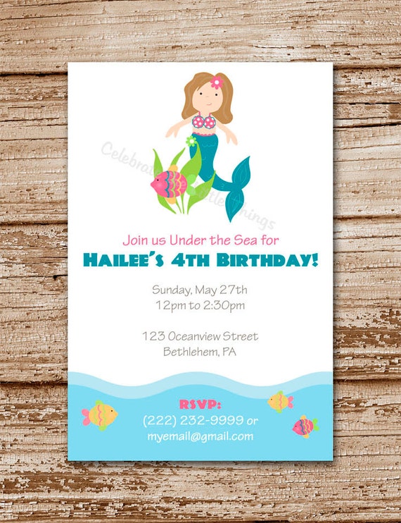 Mermaid Invitation | Personalized | Under the Sea | Choose Your Favorite Mermaid (Printable) Il_570xn