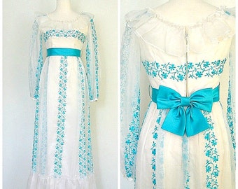 1960s Dress - Alice In Wonderland - wedding dress - bridesmaid -prom - formal dress - S M