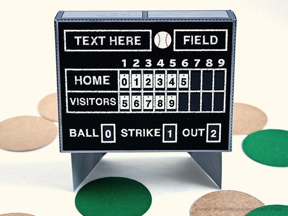 Baseball Scoreboard Favor Box : DIY Printable Vintage Scoreboard Gift Box | Baseball Birthday | Baseball Field - Instant Download Il_570xn