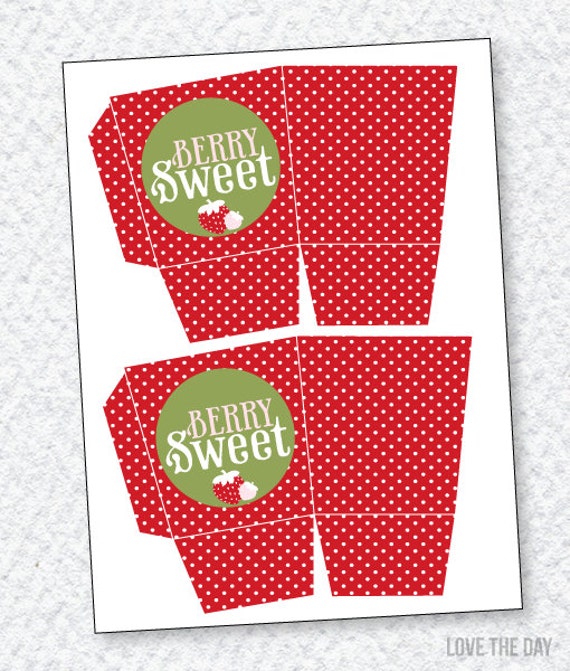 Strawberry Party PRINTABLES: Favor Box (INSTANT DOWNLOAD) by Love The Day Il_570xn