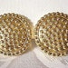 Raised Round Nail Head Clip On Earrings Gold Tone Vintage Large Raised Rim Lined Domed Thick Disc Buttons