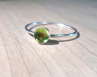 Peridot Ring, Sterling Silver Peridot Ring, Peridot Stacking ring, August Ring, silver stacking ring, August Birthstone ring