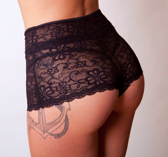 Black Lace High Waist cheeky Panty