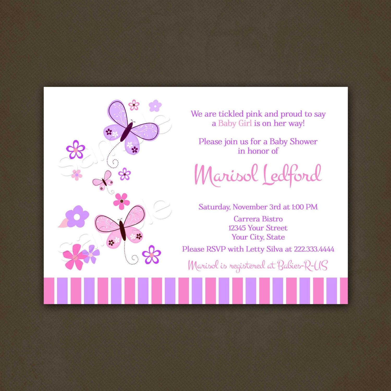 Butterflies Baby Shower Invitations Printable File for Girl