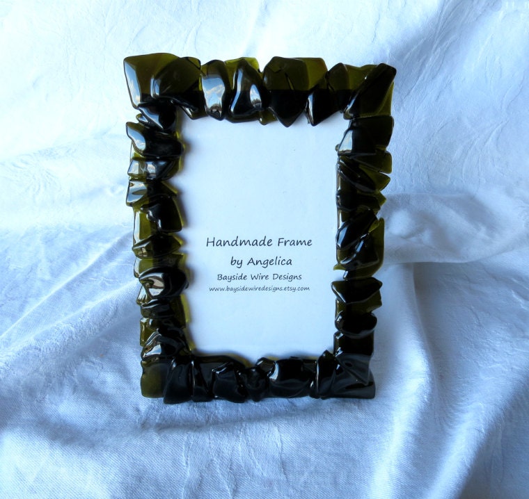 Gift Recycled Wine Bottle Picture Frame Fused Glass Frame