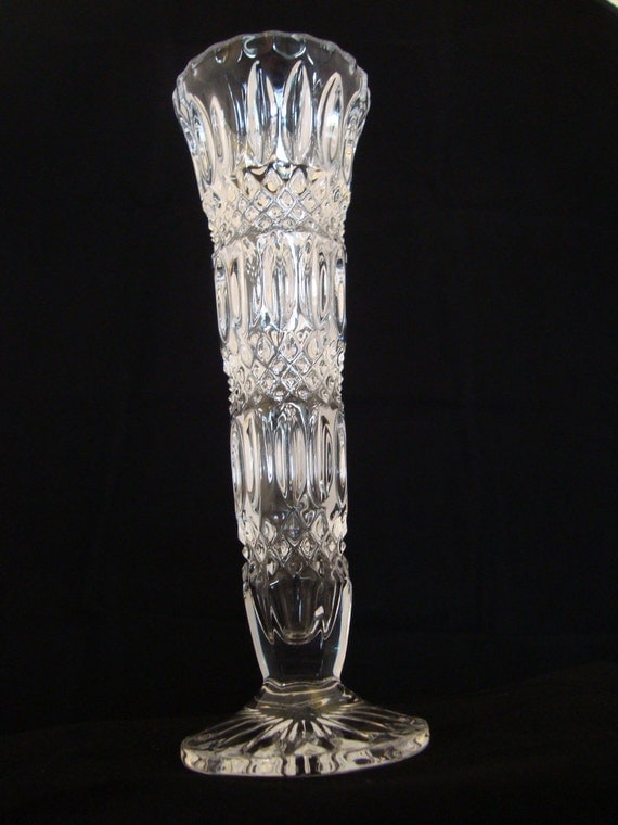 Items similar to Vintage Shannon Diamond Cut Lead Crystal Trumpet Bud ...