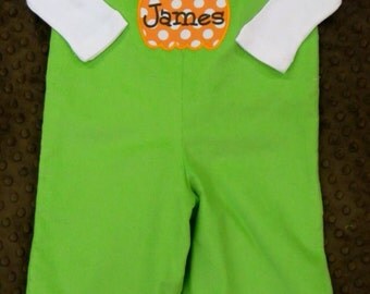 Custom Personalized Boys Fall Infant Toddler Lime green corduroy