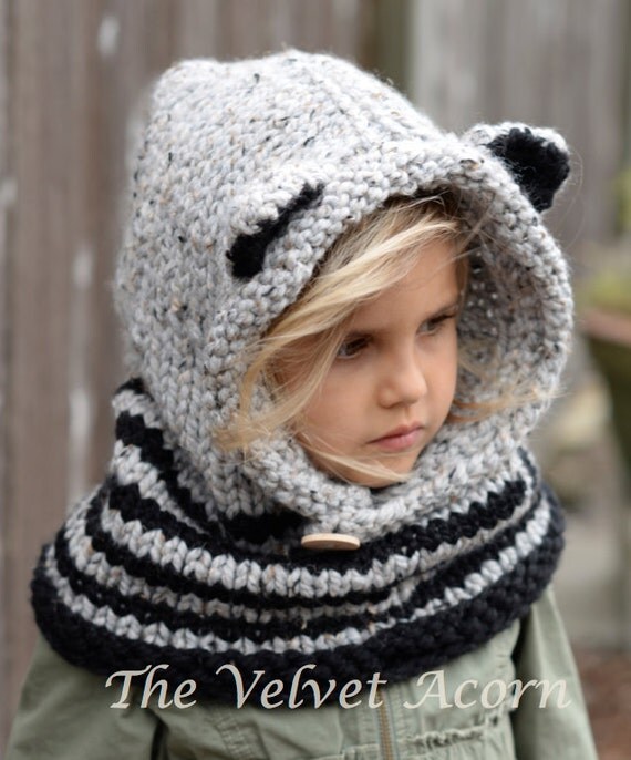 Knitting PATTERN-The Ryder Raccoon Cowl 12/18m