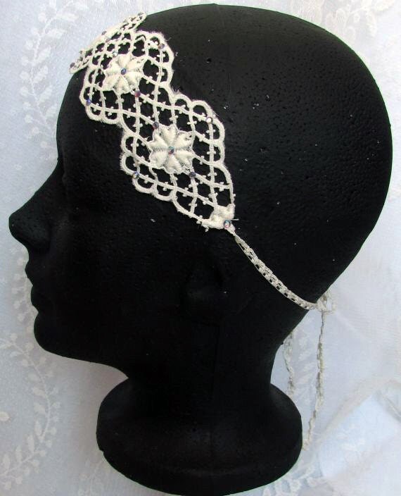 Vintage Lace Headband Tie Up Headband Vintage by LACEDheadbands