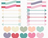 Digital Clipart Banner/Scroll Arrow Clipart Heart Pastel Clip Art Valentines Day Embellishment JPG and PNG Commercial Use Graphics (Spring) Il_170x135